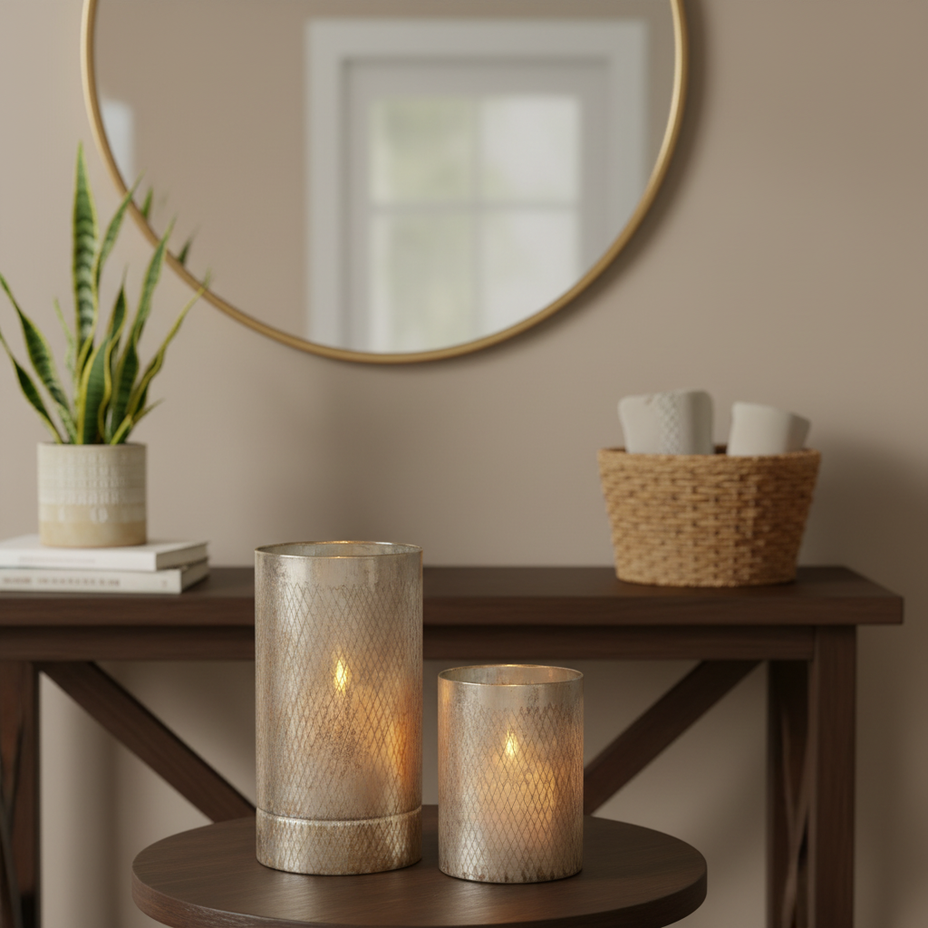 Champagne Diamond Etched Glass Vase