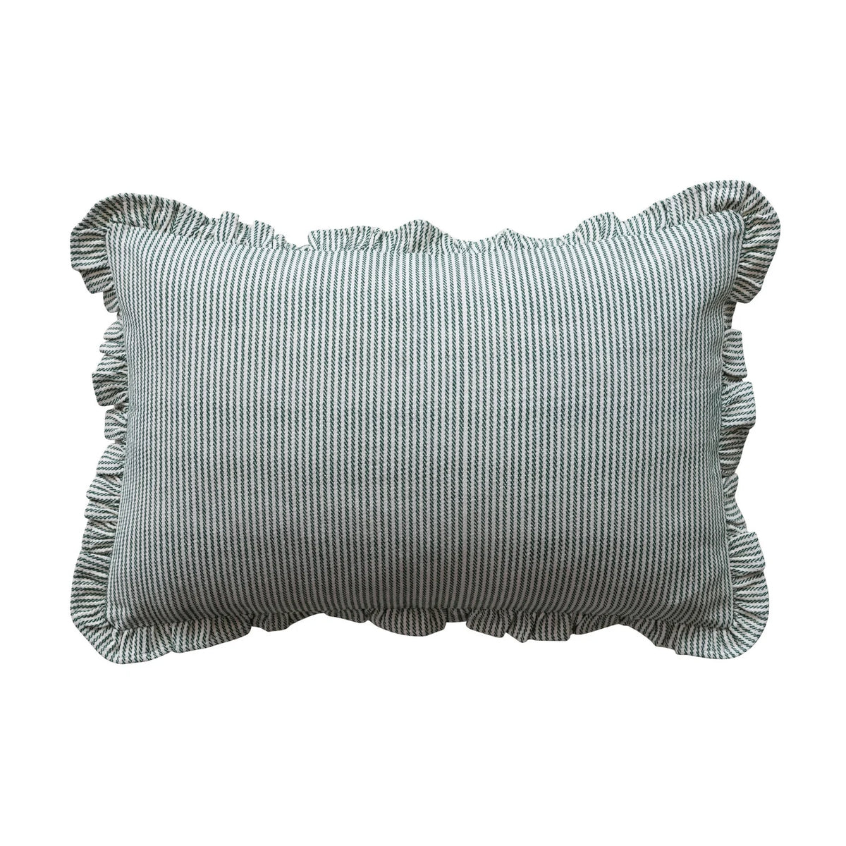 Green Ticking Stripe Lumbar Pillow