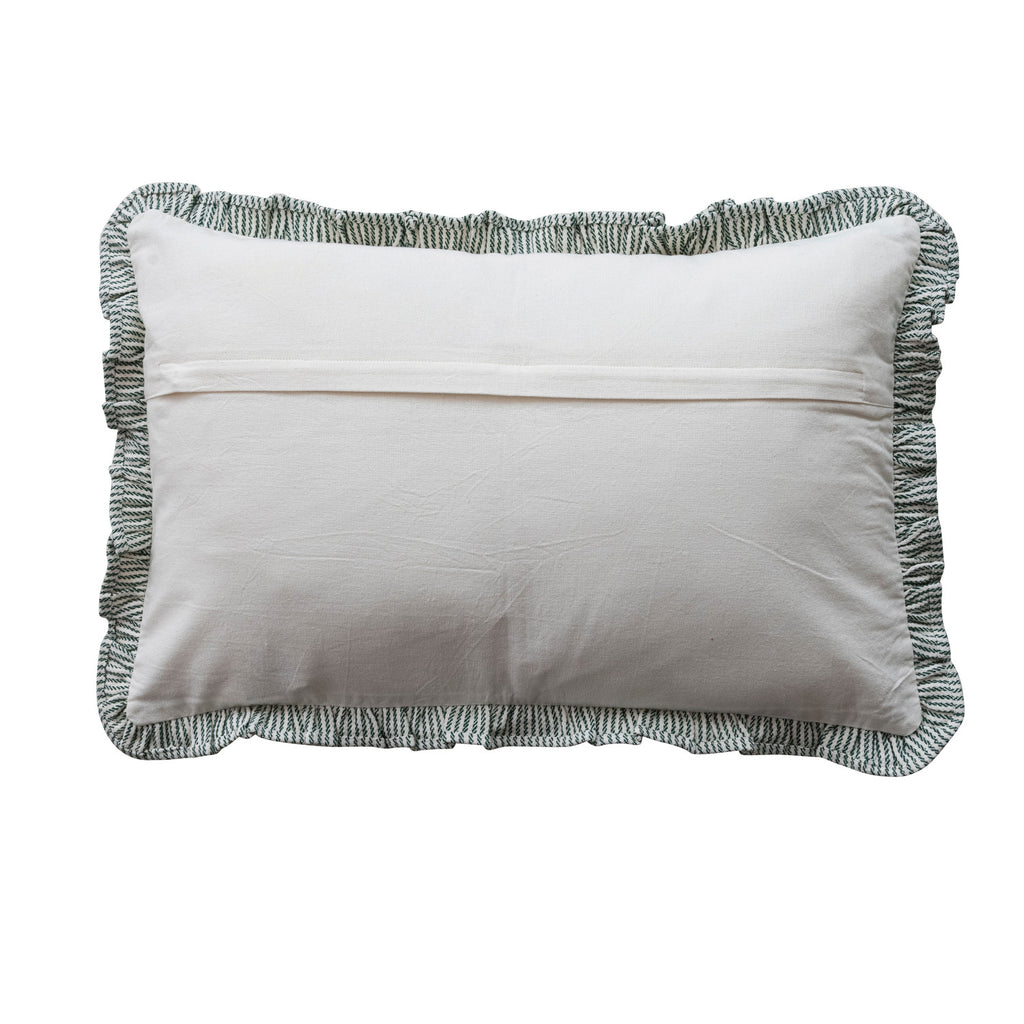 Green Ticking Stripe Lumbar Pillow