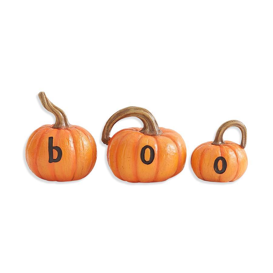 S/3 Orange BOO Pumpkins