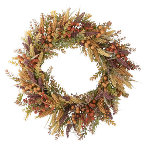 Burgundy Cream Seed Berry Fall Foliage Wreath