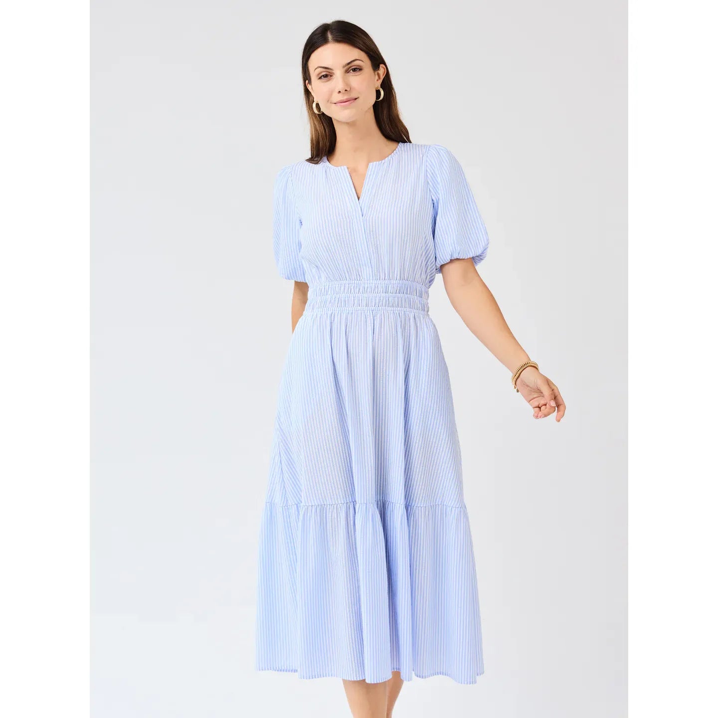 Tracey Dress | Blue + White Seersucker