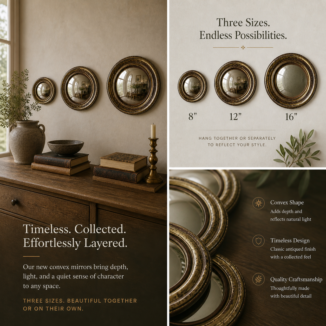 Convex Mirror | Antique Gold