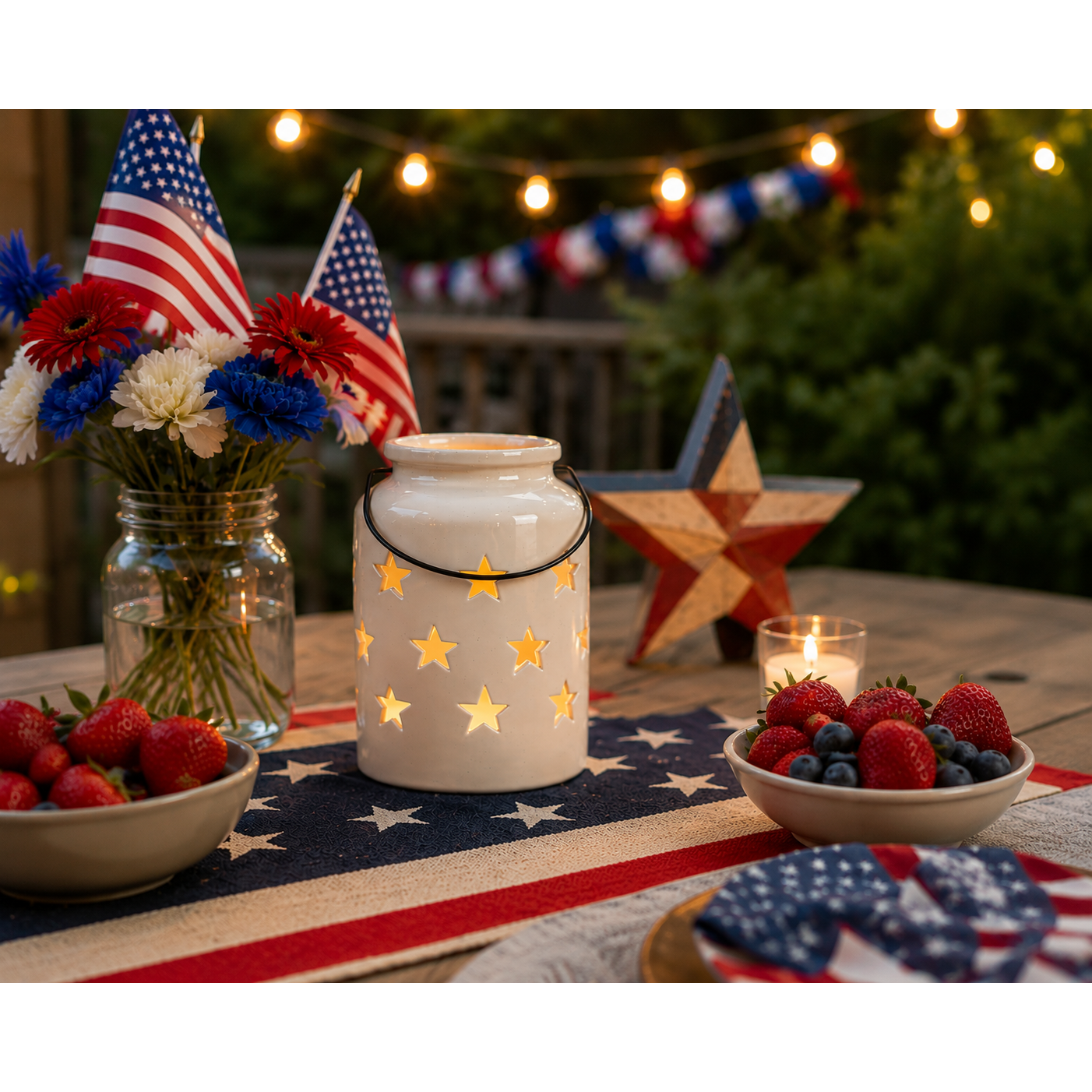 Star Cut Out Ceramic Lantern