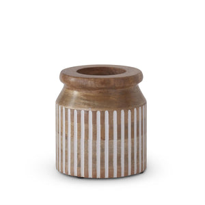 Vertical Line Carved Wood Vase