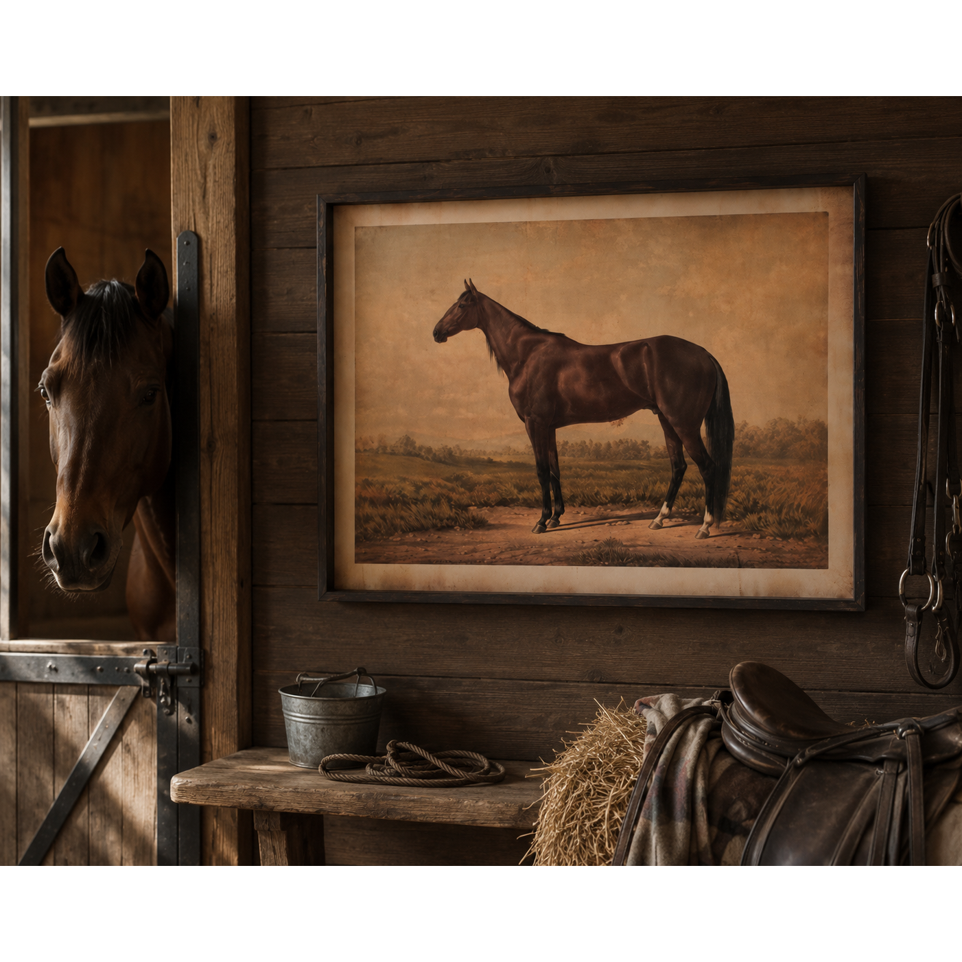 Horse Print under Glass