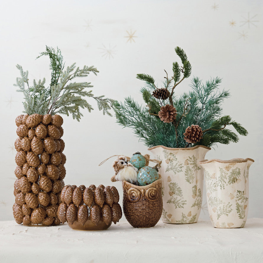 Pine Bough Stoneware Planter/Vase