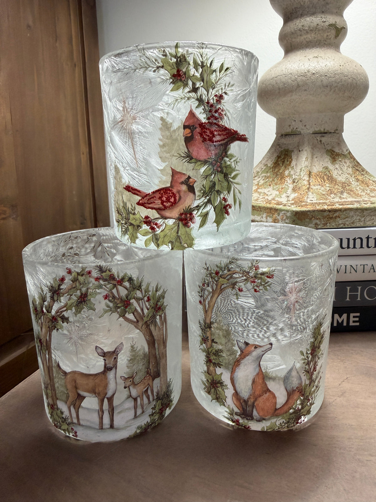 Woodland Noel Glass Container
