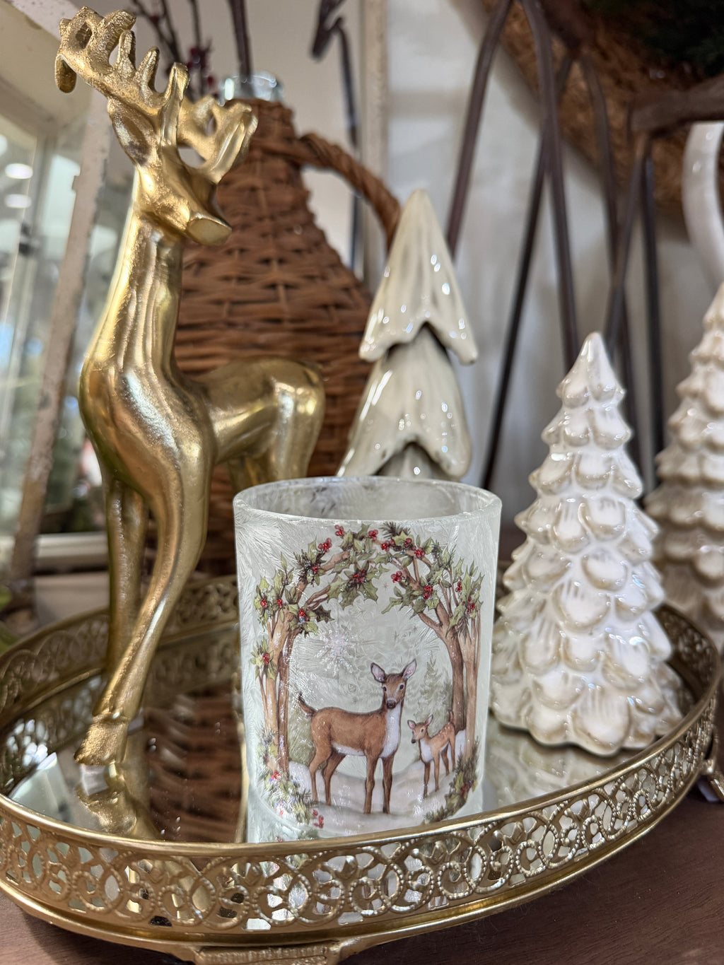Woodland Noel Glass Container