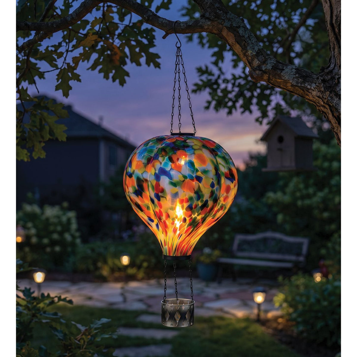 Hot Air Balloon Solar Lantern Murano Glass - XL | Confetti