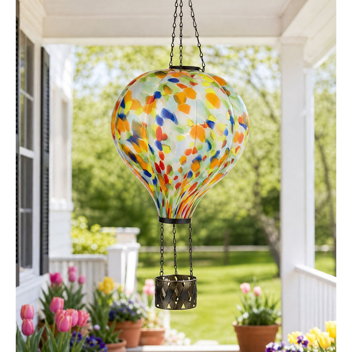 Hot Air Balloon Solar Lantern Murano Glass - XL | Confetti
