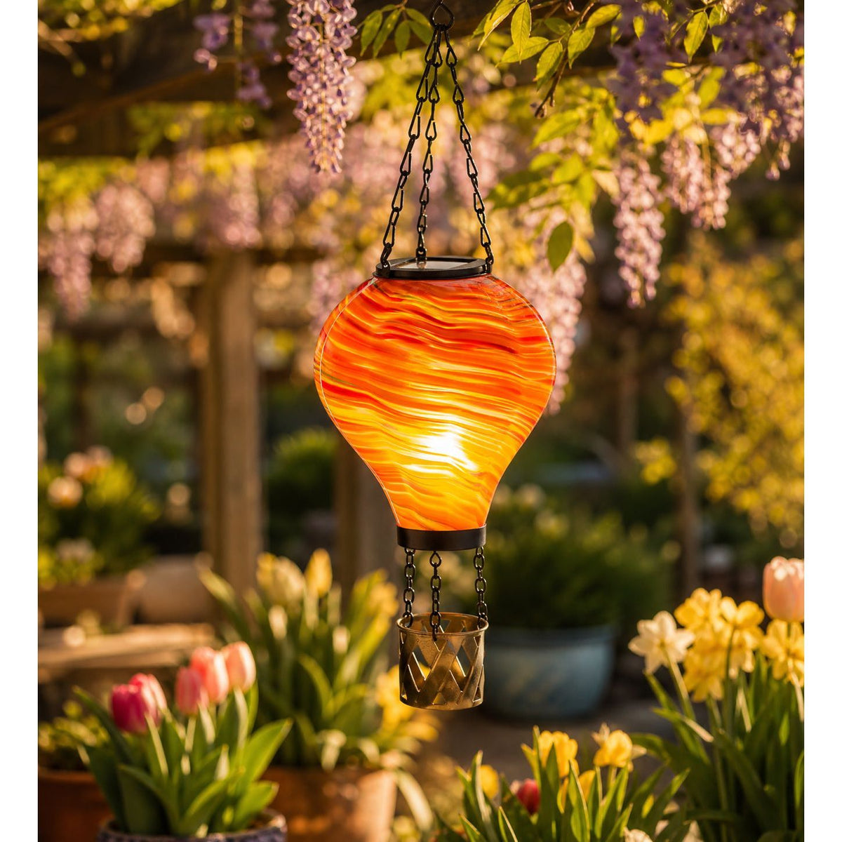 Hot Air Balloon Solar Lantern Murano Glass - SM | Sunburst