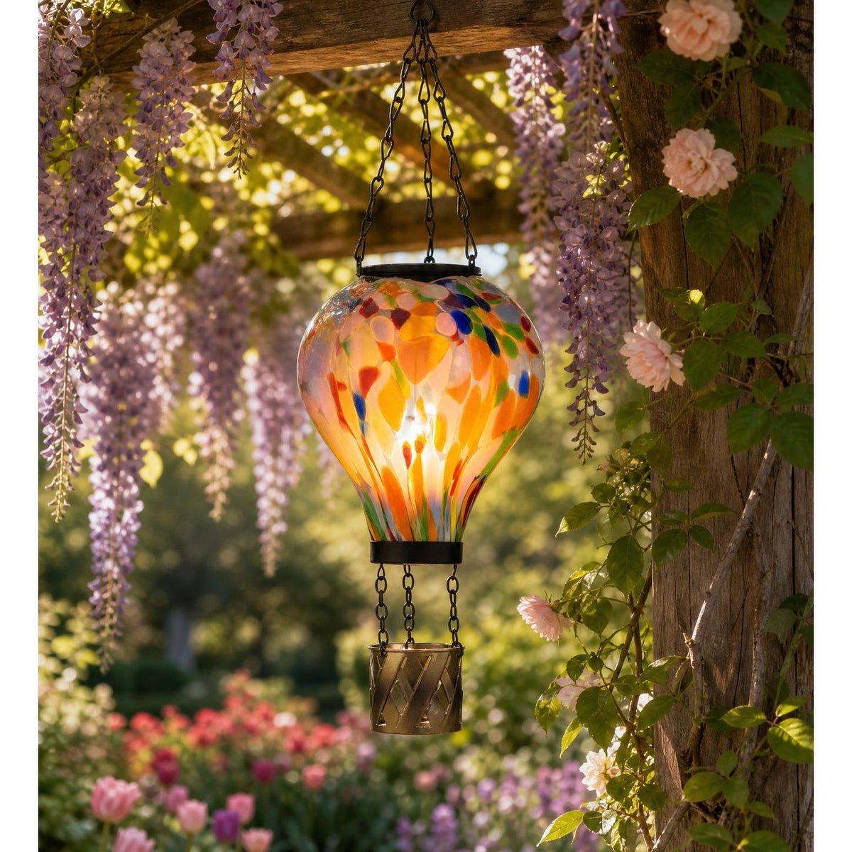Hot Air Balloon Solar Lantern Murano Glass - SM | Confetti