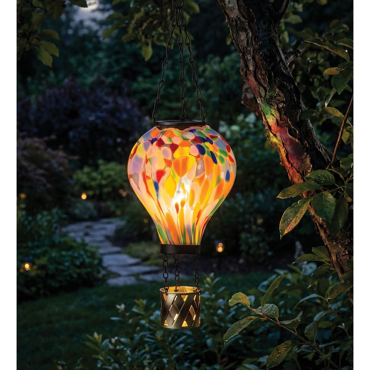 Hot Air Balloon Solar Lantern Murano Glass - SM | Confetti
