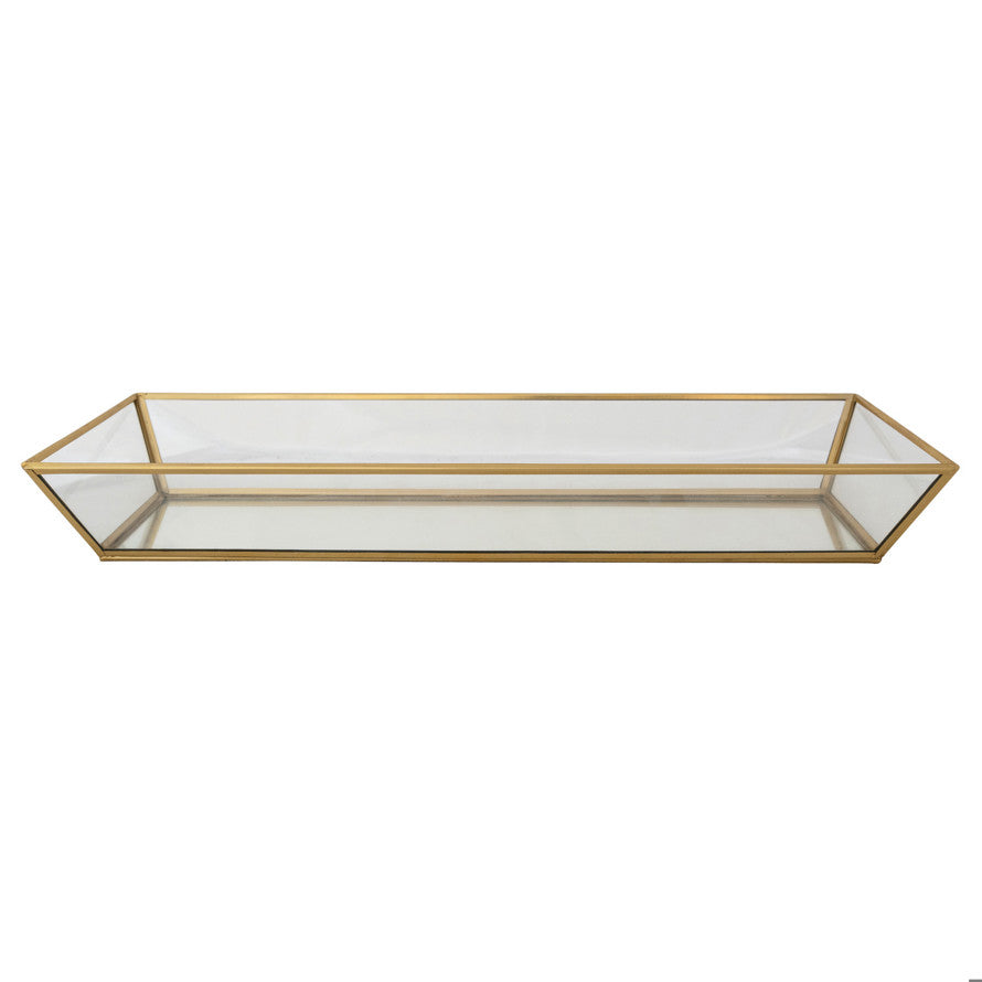 Brass & Mirrored Glass Decorative Tray
