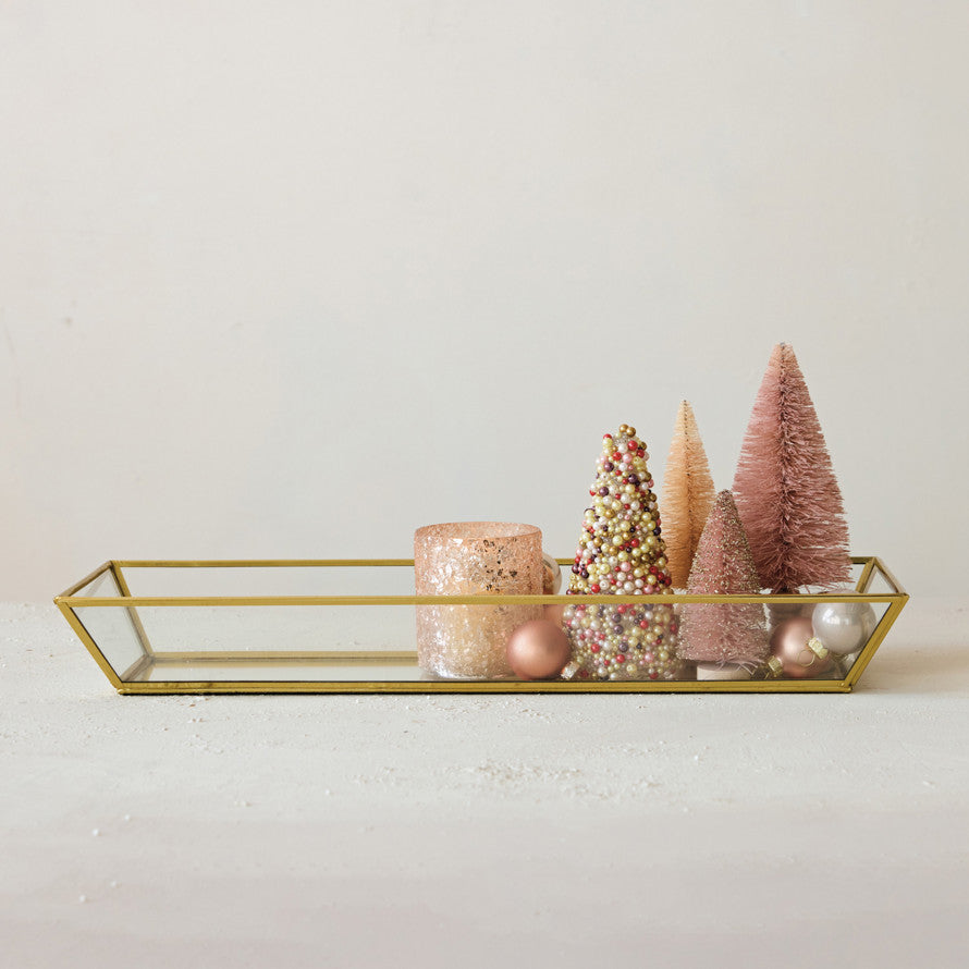 Brass & Mirrored Glass Decorative Tray