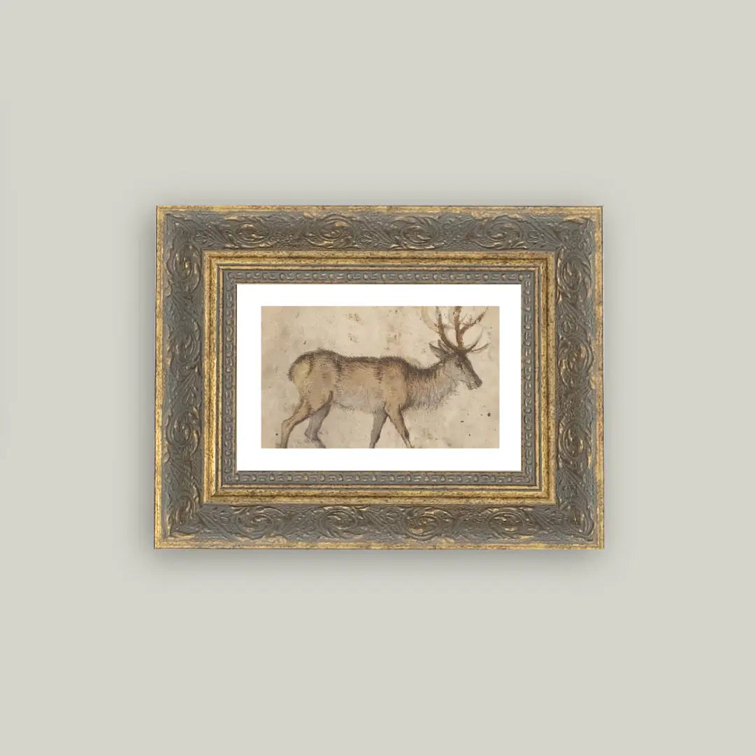 Vintage Stag Framed Canvas Art | 7 x 5