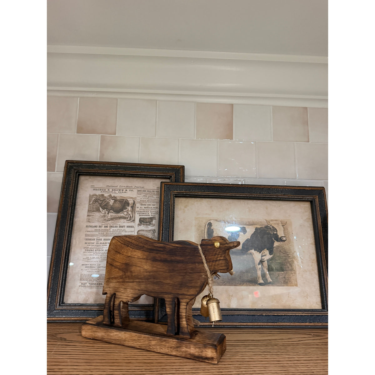 Wooden Cow w/Bells