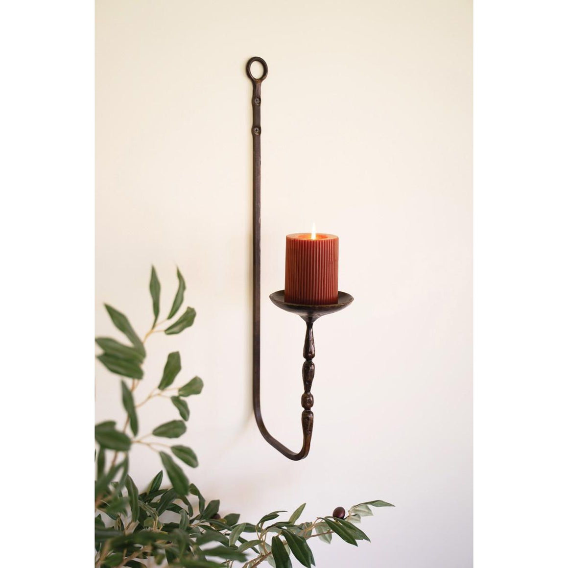 Forged Iron Wall Pillar Candle Holder