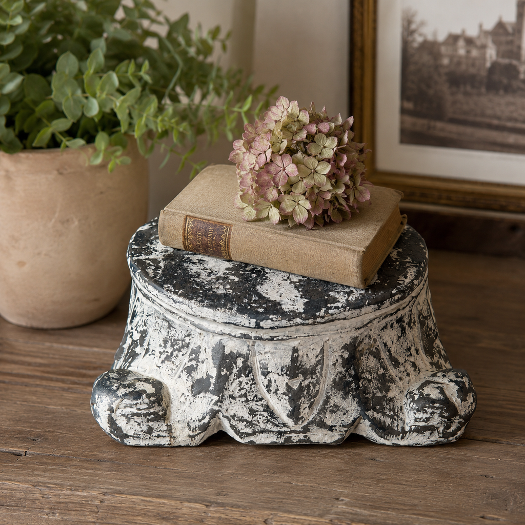 Square Pedestal w/Antique White Finish