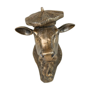 Cast Aluminum Cow Head w/ Beret