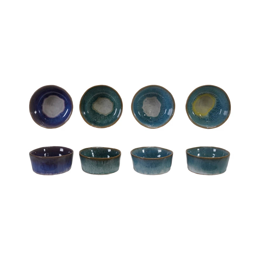 Round Stoneware Dish w/Reactive Glaze