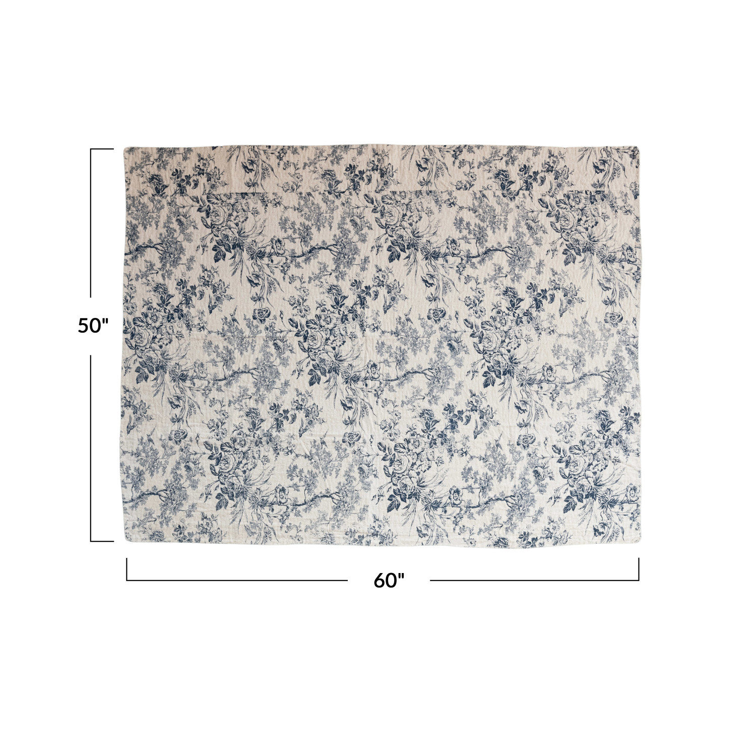 Dark & Natural Toile Patterned Cotton Chambray Throw