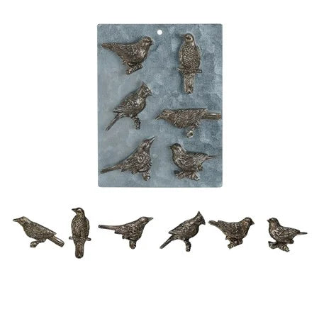 S/6 Pewter Bird Magnets