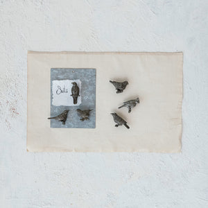 S/6 Pewter Bird Magnets