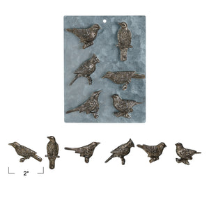 S/6 Pewter Bird Magnets