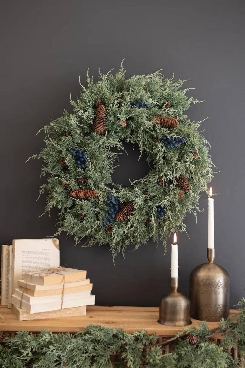 Faux Juniper & Berries Wreath