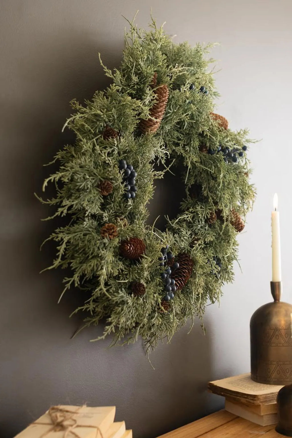 Faux Juniper & Berries Wreath
