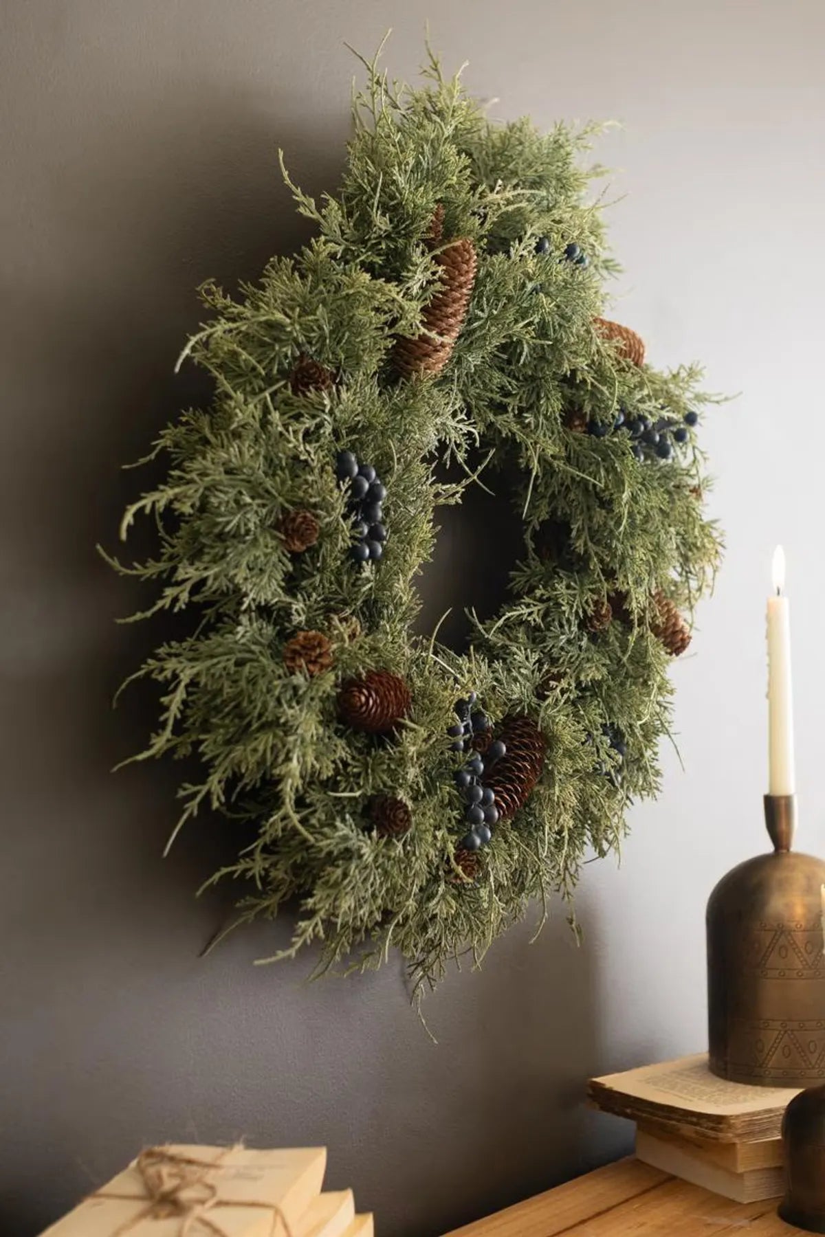 Faux Juniper & Berries Wreath