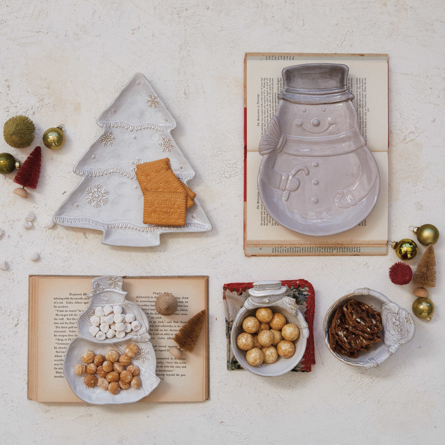 Stoneware Santa & Snowman Holiday Bowls