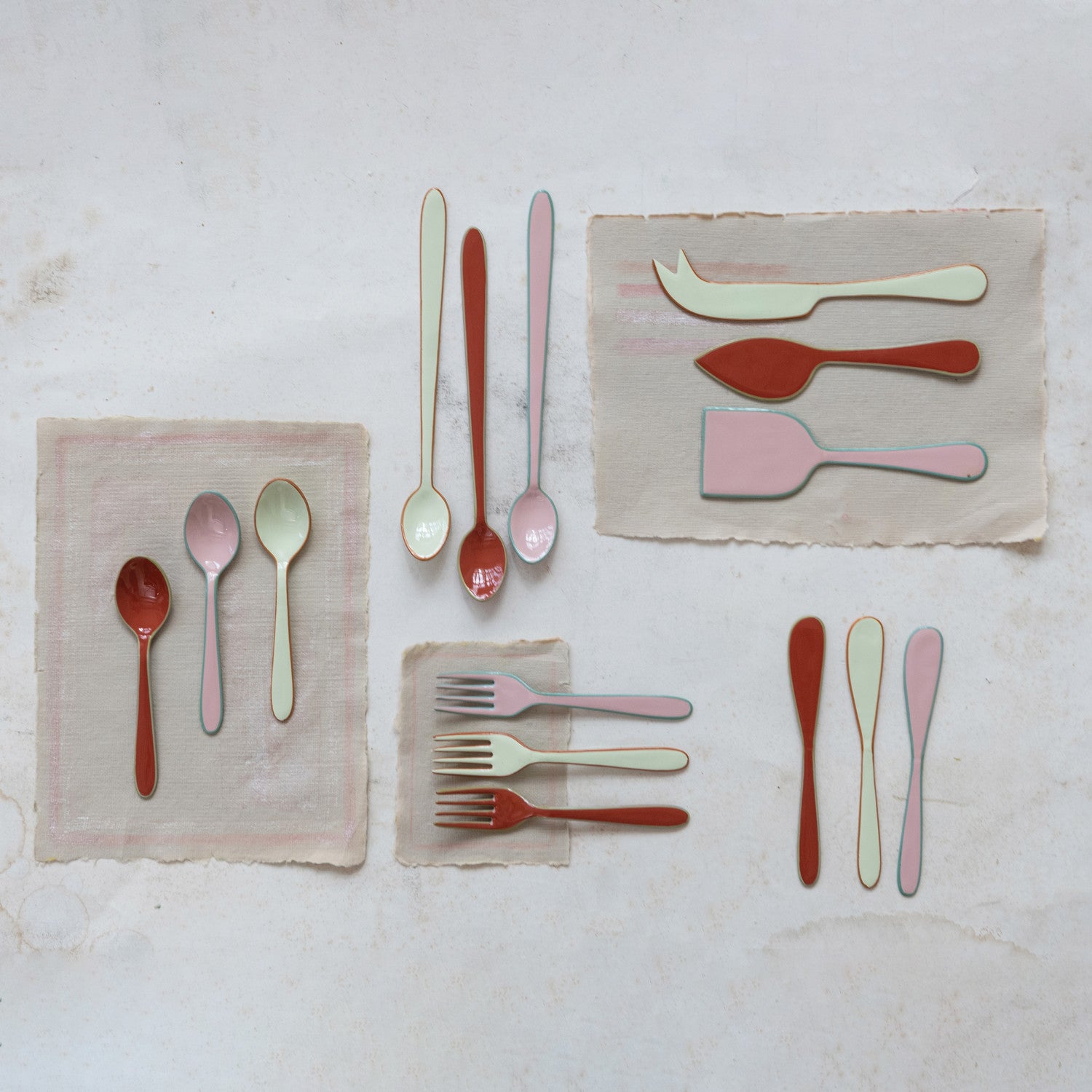 Enameled S/S Cocktail Spoon | Red-Mint-Pink