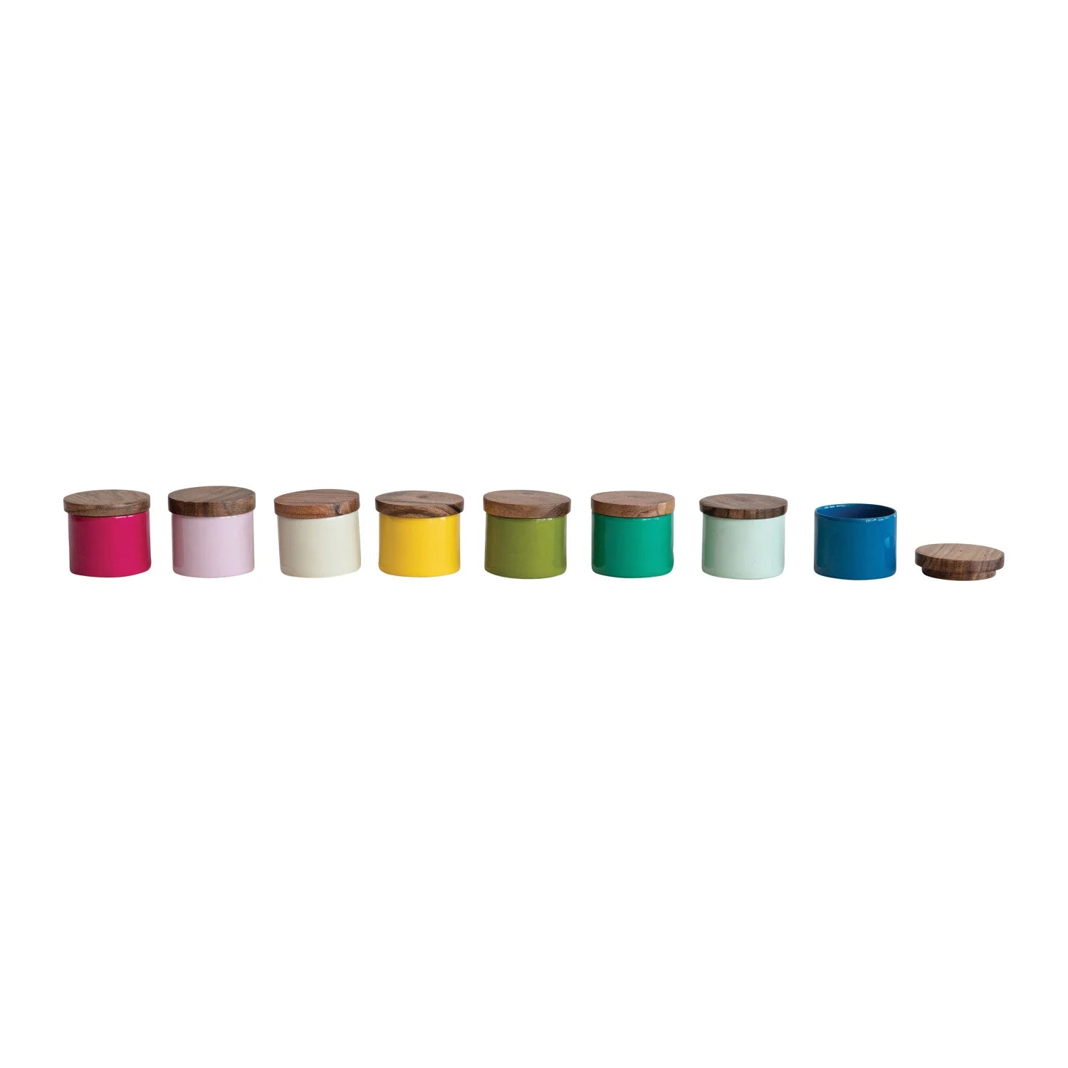Enameled S/S Mini Pinch Pot w/ Wood Lid