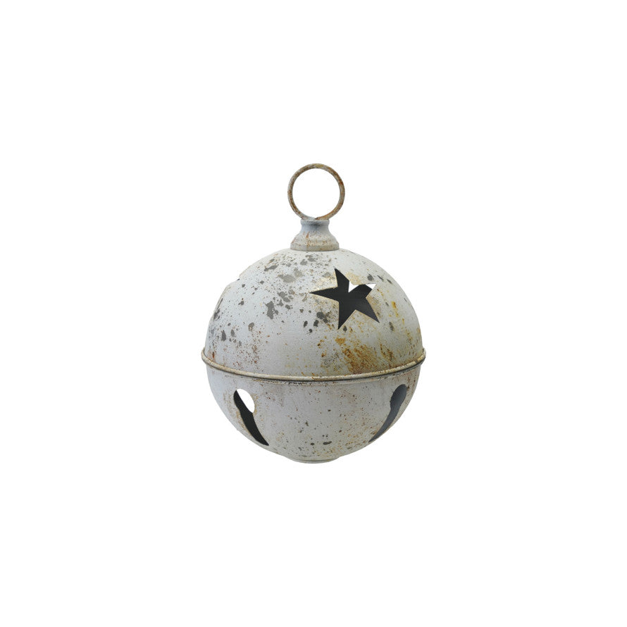 Oversized Distressed Metal Jingle Bell Ornament