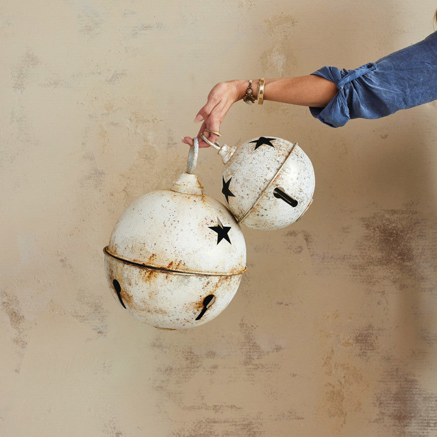 Oversized Distressed Metal Jingle Bell Ornament