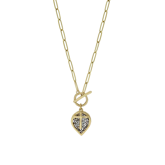 Kristal Lotus Cross Toggle Necklace