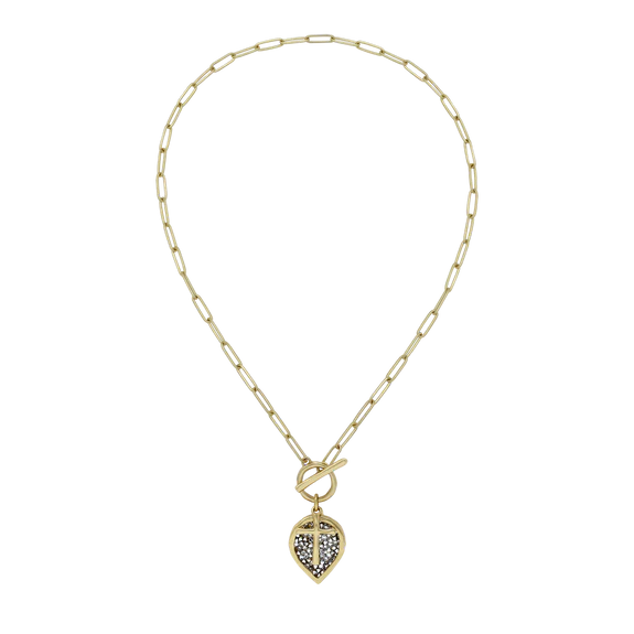 Kristal Lotus Cross Toggle Necklace