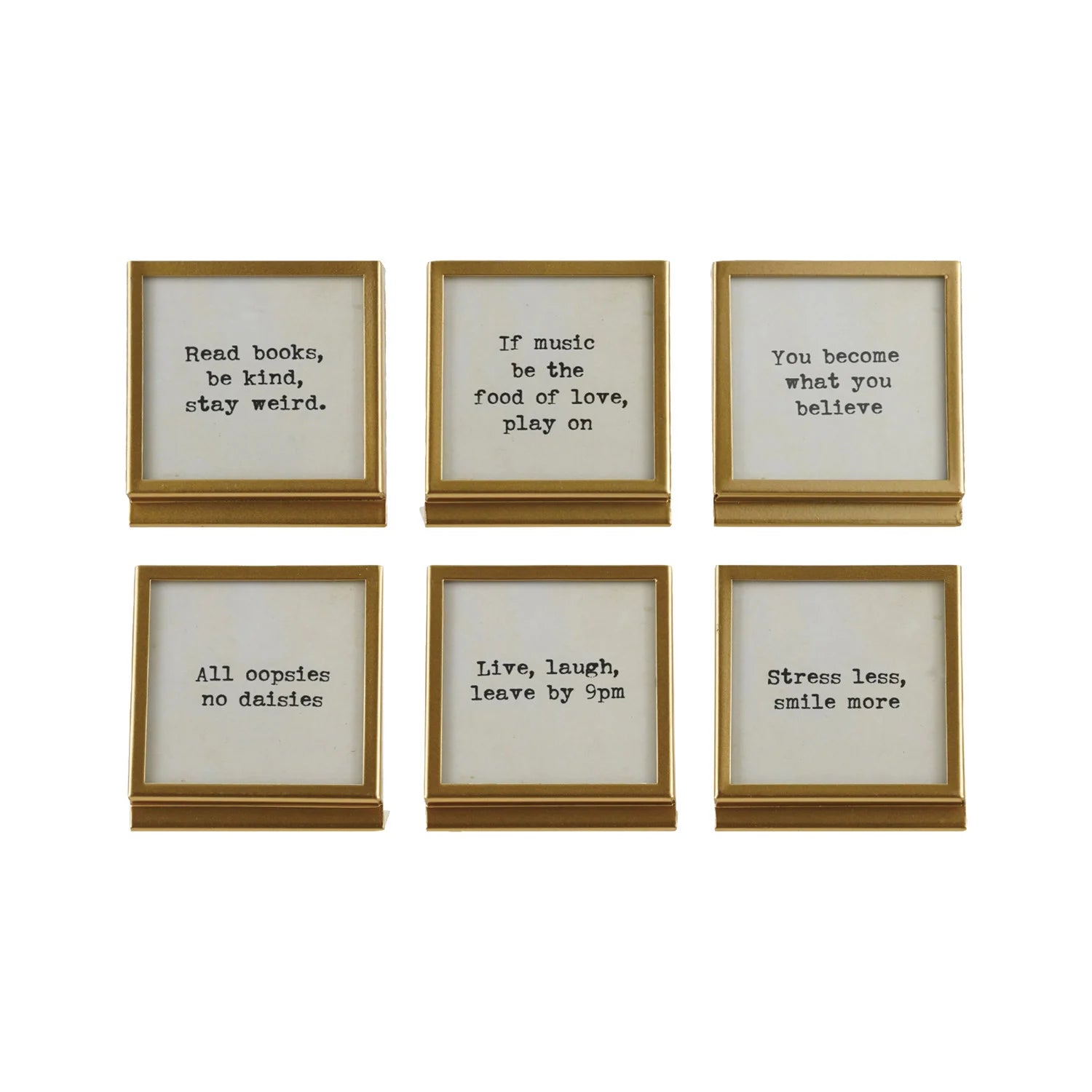 Gold Metal & Glass Square Frame w/Easel & Saying
