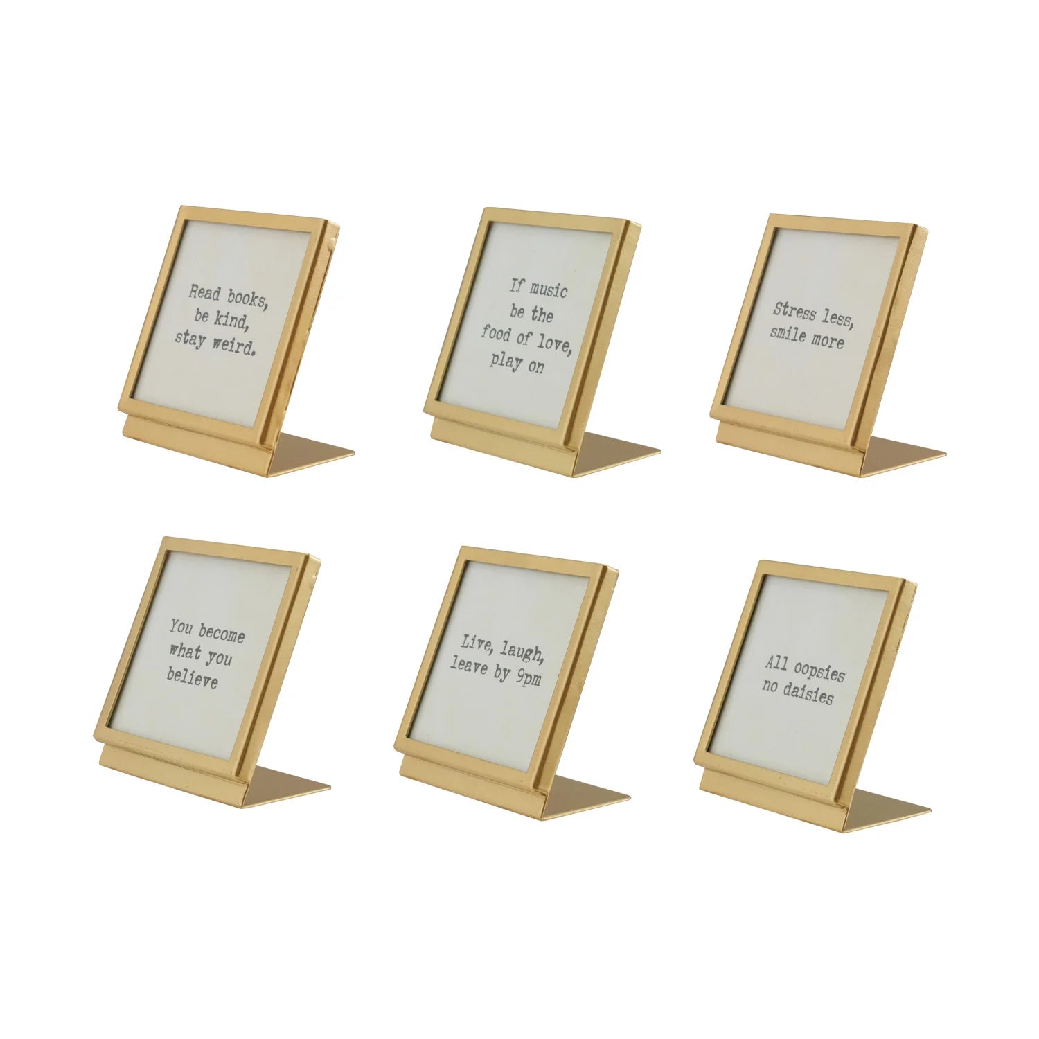 Gold Metal & Glass Square Frame w/Easel & Saying