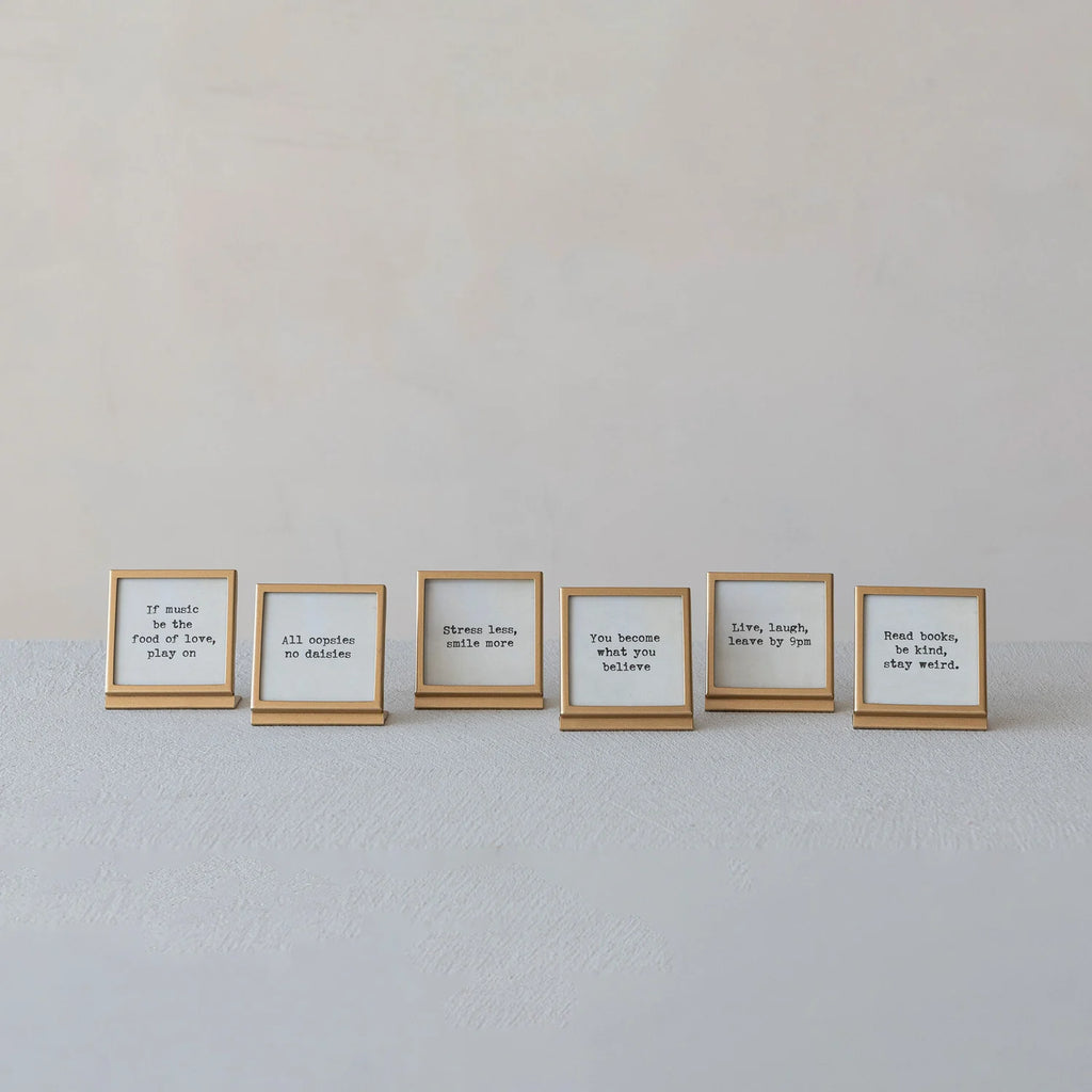 Gold Metal & Glass Square Frame w/Easel & Saying