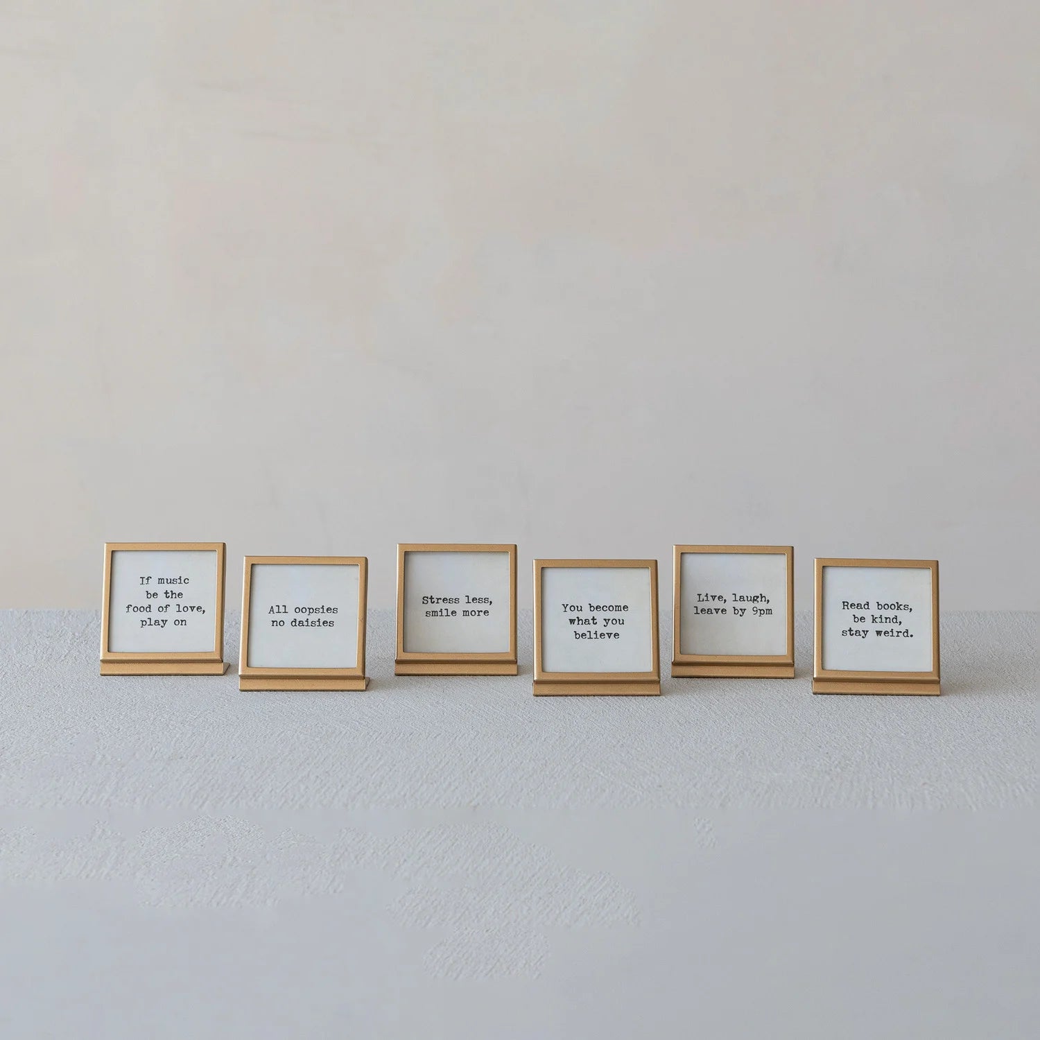 Gold Metal & Glass Square Frame w/Easel & Saying