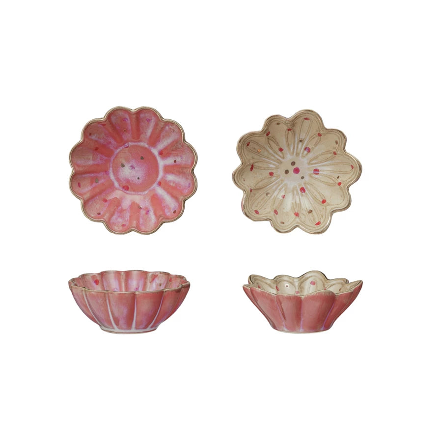 Decorative Stoneware Flower Shaped Dish