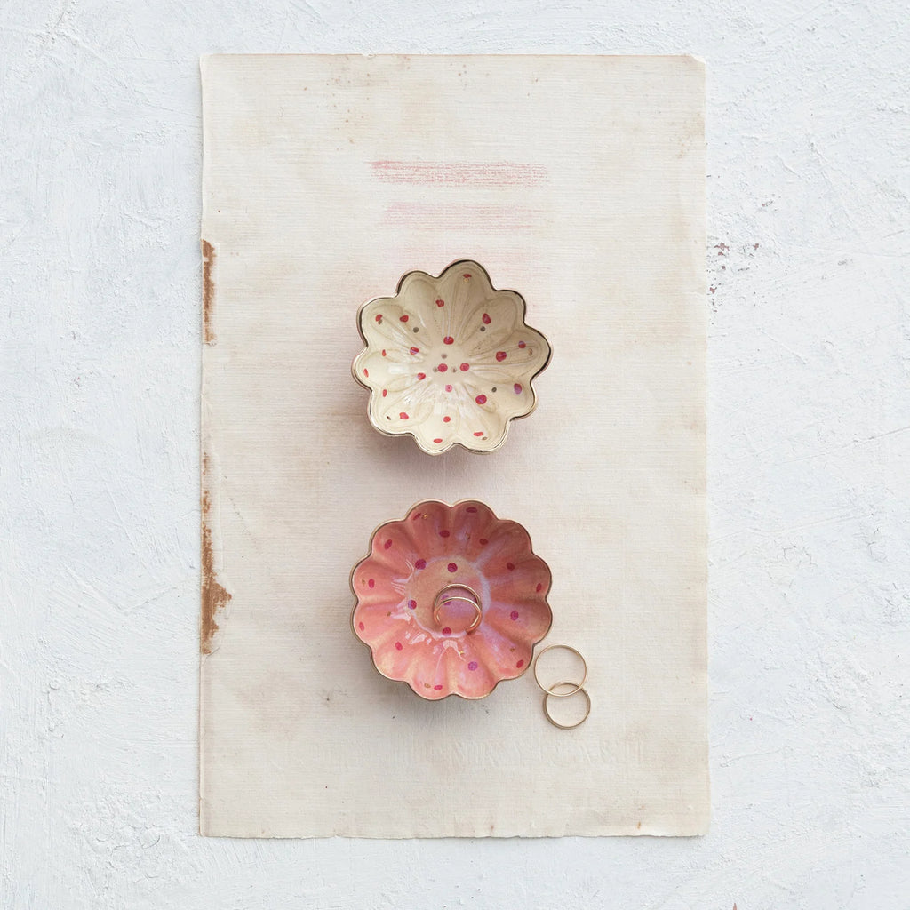 Decorative Stoneware Flower Shaped Dish