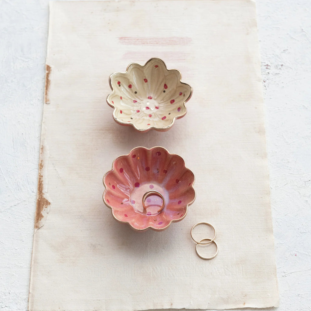 Decorative Stoneware Flower Shaped Dish