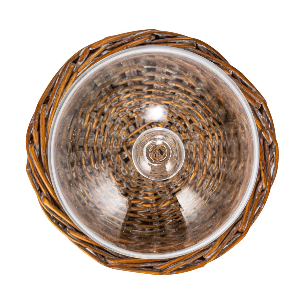 Glass Cloche w/Woven Willow Base