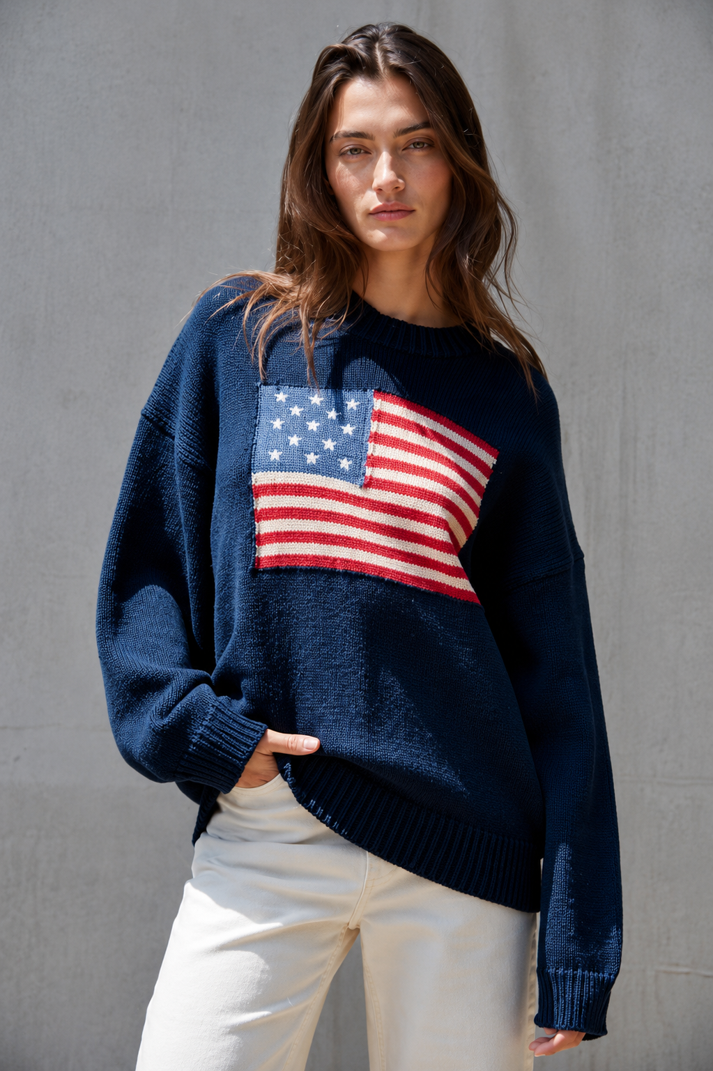 American Flag Crewneck Sweater
