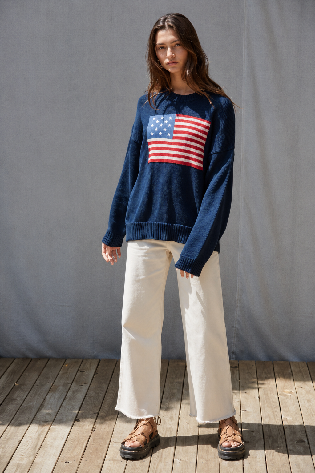 American Flag Crewneck Sweater